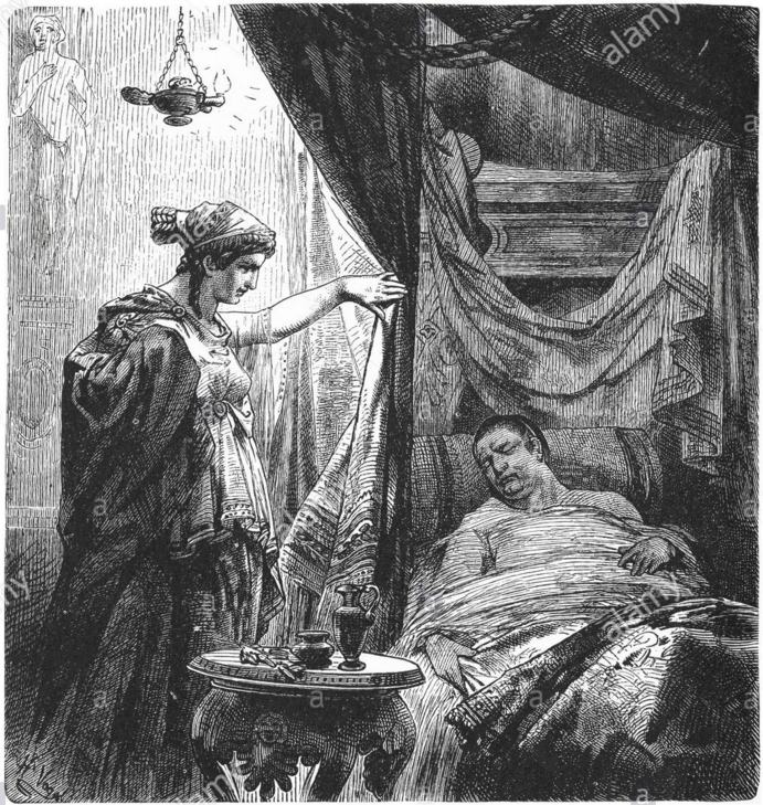 "Livia at the death bed of Augustus", By Charlotte M. Yonge Selmar Hess, New York 